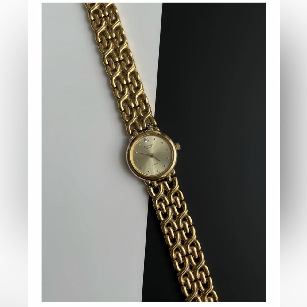 Vintage Accurist Dimaond Quartz Gold Bracelet Cocktail Watch